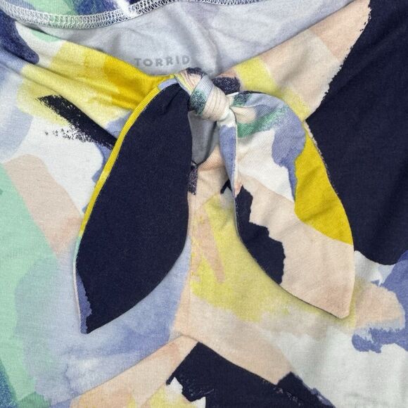 Torrid Super Soft Babydoll Top Size 2X Tie Front Bow Off Shoulder Coquette Artsy - Picture 3 of 6